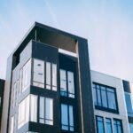 Condo building with large windows