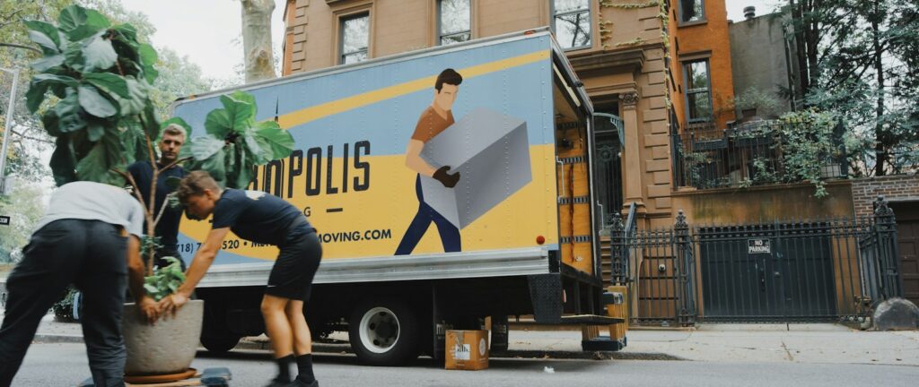 Movers unloading a truck